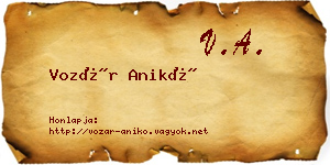 Vozár Anikó névjegykártya